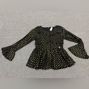 Bebe Black Blouse with Gold Accents